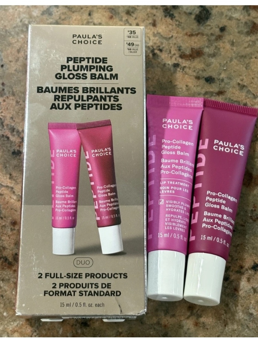 Paula’s Choice Peptide Plumping Gloss Balm Full Size Duo Sheer Pink Deep Plum